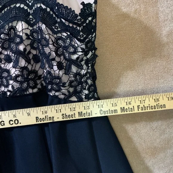 Navy‎ Lace Overlay Dress - Picture 7 of 13